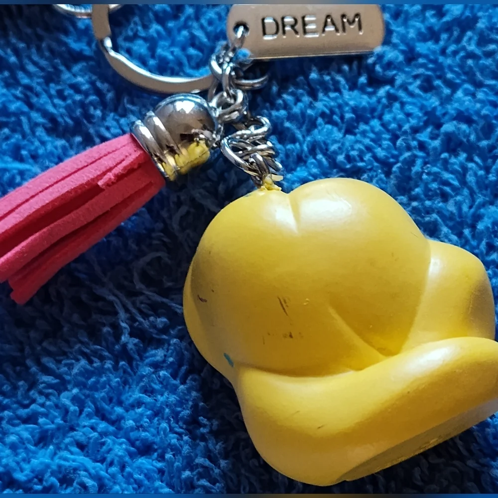 Kids Character Rapunzel Keychain Bag Charm - Yellow Hair, Pink Tassel